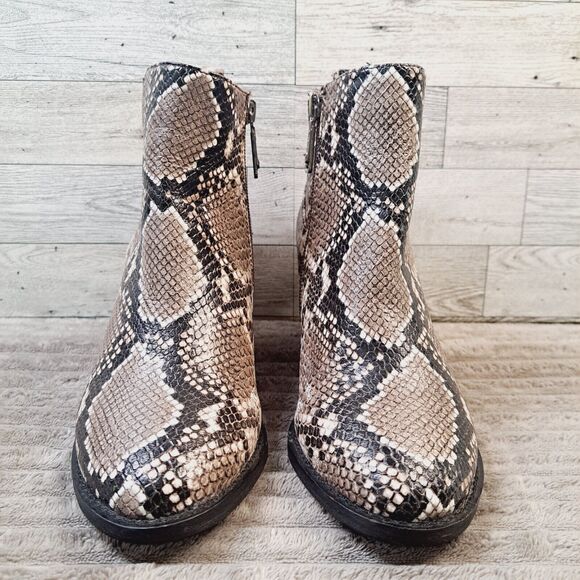 Blondo Leather Waterproof Snake Print Ankle Boots Zip Up Size 7.5 Impermeable - Picture 6 of 15